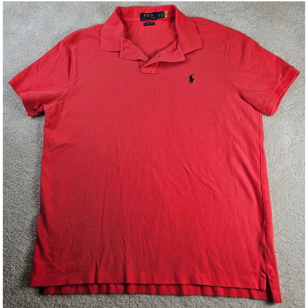 Polo Ralph Lauren Mens XL Custom Slim Fit Red‎ Polo Shirt Classic
